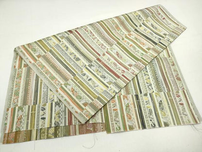 平和屋着物■上質なお召　花間道　反端付き　正絹　逸品　DABF9241qa