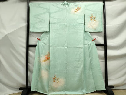 平和屋着物■訪問着　総刺繍　駒刺繍　流水花筏文　暈し染め　銀糸　正絹　逸品　DABF9247qa
