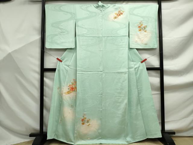 平和屋着物■訪問着　総刺繍　駒刺繍　流水花筏文　暈し染め　銀糸　正絹　逸品　DABF9247qa