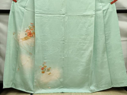 平和屋着物■訪問着　総刺繍　駒刺繍　流水花筏文　暈し染め　銀糸　正絹　逸品　DABF9247qa
