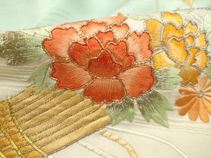 平和屋着物■訪問着　総刺繍　駒刺繍　流水花筏文　暈し染め　銀糸　正絹　逸品　DABF9247qa
