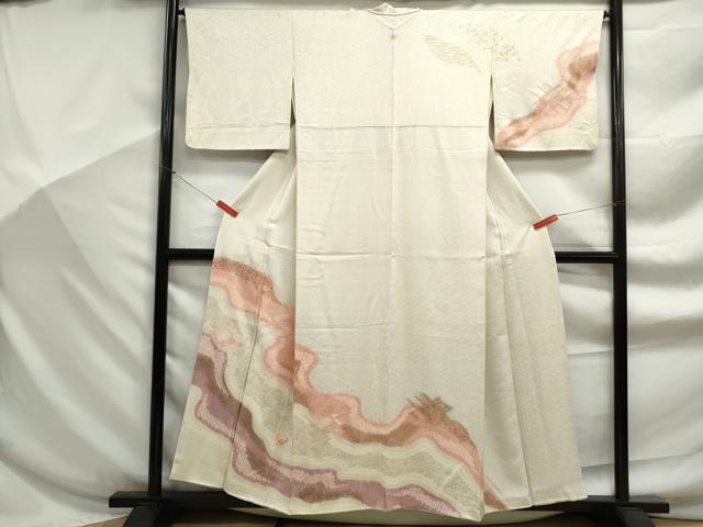 平和屋着物■訪問着　絞り　刺繍　道長小花文　金彩　正絹　逸品　DABF9249qa