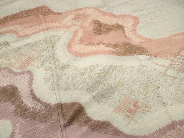 平和屋着物■訪問着　絞り　刺繍　道長小花文　金彩　正絹　逸品　DABF9249qa