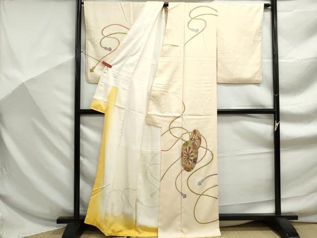平和屋着物■訪問着　駒刺繍　源氏車江戸紐文　金彩　正絹　逸品　DABF9251qa