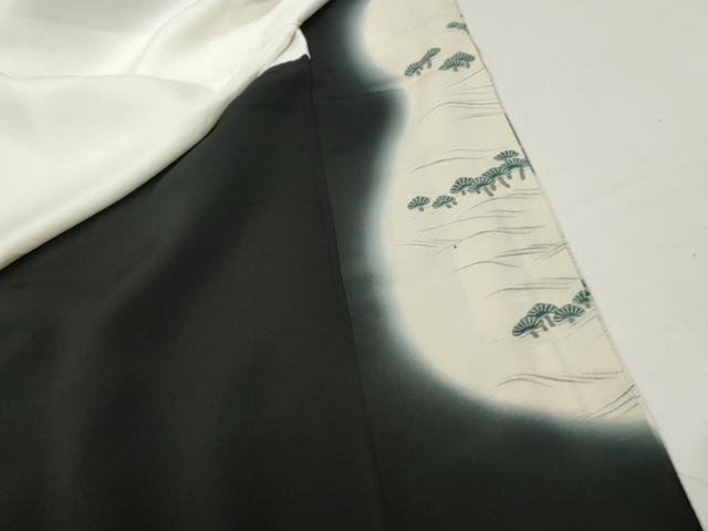 平和屋着物■豪華黒留袖　駒刺繍　流水地紙鴛鴦花文　暈し染め　金銀彩　正絹　逸品　DABF9260qa