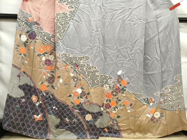 平和屋着物■訪問着　流水花文　金彩　正絹　逸品　DABF9265qa