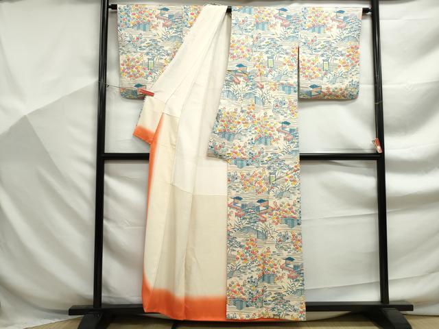 平和屋着物■上質な小紋　風景花文　正絹　逸品　DABF9270qa
