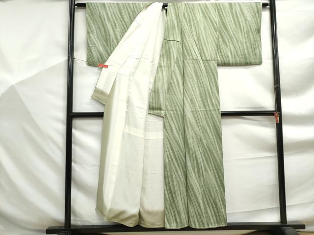 平和屋着物■上質な小紋　斜縞　暈し染め　正絹　逸品　DABF9276qa