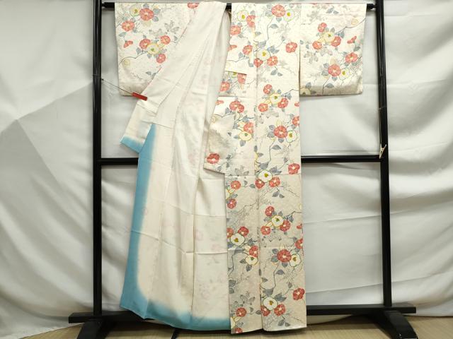 平和屋着物■上質な小紋　枝椿文　金彩　正絹　逸品　DABF9277qa