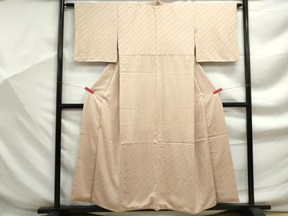 平和屋着物■上質な色無地　丸地紋　水柿色　正絹　逸品　DABF9283qa