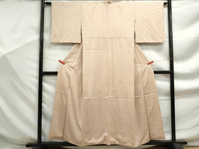 平和屋着物■上質な色無地　丸地紋　水柿色　正絹　逸品　DABF9283qa