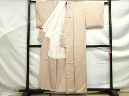 平和屋着物■上質な色無地　丸地紋　水柿色　正絹　逸品　DABF9283qa