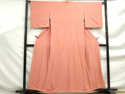 平和屋着物■上質な色無地　甚三紅色　正絹　逸品　DABF9287qa