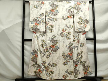 平和屋着物■小振袖　二尺袖　冊子花文　金彩　正絹　逸品　DABF9297qa