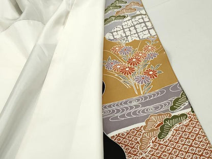 平和屋着物■豪華黒留袖　エ霞花車文　金彩　正絹　逸品　DABF9303qa