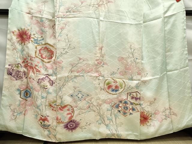 平和屋着物■訪問着　駒刺繍　亀甲枝花文　桐　暈し染め　金彩　正絹　逸品　DABF9312qa