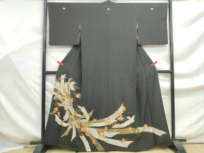 平和屋着物■豪華黒留袖　駒刺繍　宝尽くし束ね熨斗花文　金彩　正絹　逸品　DABF9315qa