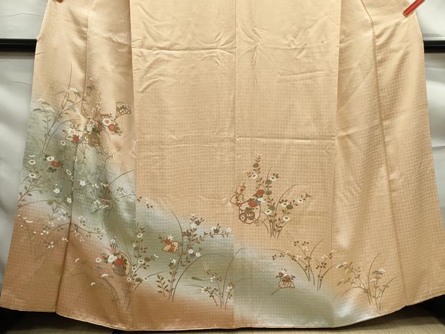 平和屋着物■訪問着　扇面花文　暈し染め　金彩　正絹　逸品　DABF9319qa