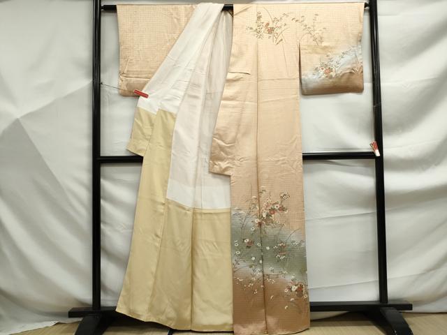 平和屋着物■訪問着　扇面花文　暈し染め　金彩　正絹　逸品　DABF9319qa
