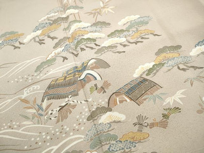 平和屋着物■豪華色留袖　浜松文　松竹梅　暈し染め　金彩　正絹　逸品　DABF9333qa