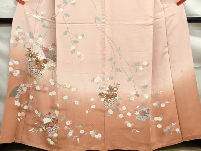 平和屋着物■訪問着　駒刺繍　雪輪花文　暈し染め　金彩　正絹　逸品　DABF9337qa