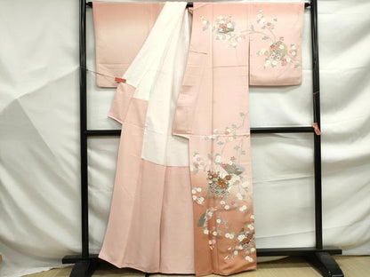 平和屋着物■訪問着　駒刺繍　雪輪花文　暈し染め　金彩　正絹　逸品　DABF9337qa