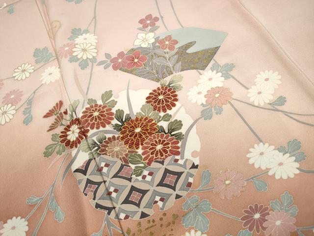 平和屋着物■訪問着　駒刺繍　雪輪花文　暈し染め　金彩　正絹　逸品　DABF9337qa