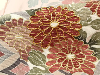 平和屋着物■訪問着　駒刺繍　雪輪花文　暈し染め　金彩　正絹　逸品　DABF9337qa