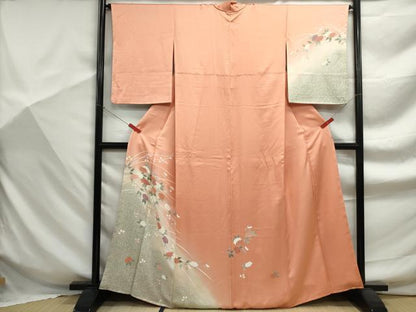 平和屋着物■訪問着　駒刺繍　霞枝花文　暈し染め　金彩　正絹　逸品　DABF9340qa