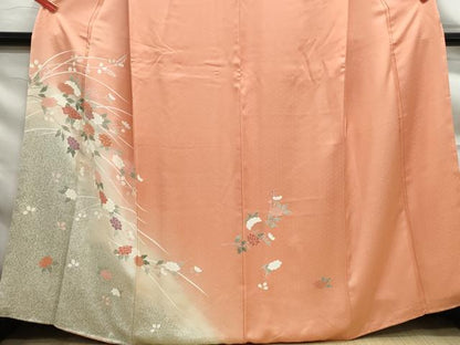 平和屋着物■訪問着　駒刺繍　霞枝花文　暈し染め　金彩　正絹　逸品　DABF9340qa