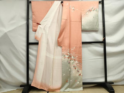 平和屋着物■訪問着　駒刺繍　霞枝花文　暈し染め　金彩　正絹　逸品　DABF9340qa