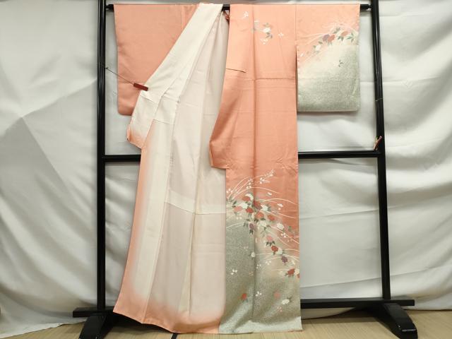 平和屋着物■訪問着　駒刺繍　霞枝花文　暈し染め　金彩　正絹　逸品　DABF9340qa