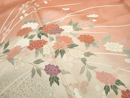 平和屋着物■訪問着　駒刺繍　霞枝花文　暈し染め　金彩　正絹　逸品　DABF9340qa