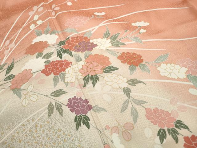 平和屋着物■訪問着　駒刺繍　霞枝花文　暈し染め　金彩　正絹　逸品　DABF9340qa