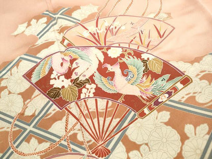 平和屋着物■豪華色留袖　扇面天井花鳥文　暈し染め　金彩　正絹　逸品　DABF9341qa
