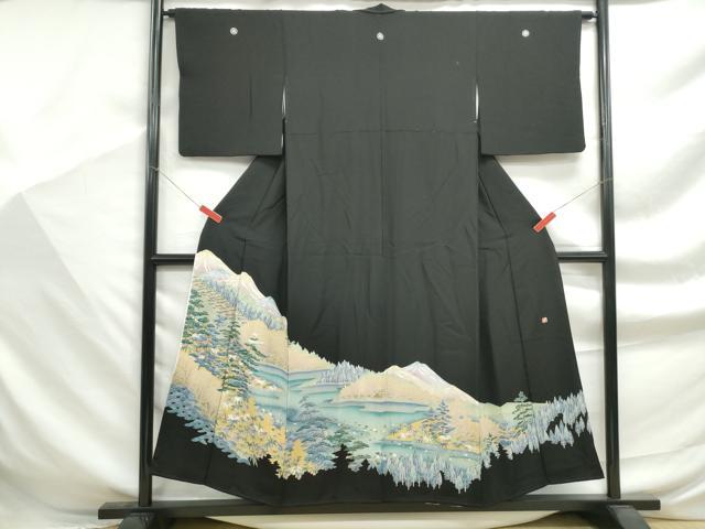 平和屋着物■豪華黒留袖　作家物　風景樹林文　正絹　逸品　DABF9344qa