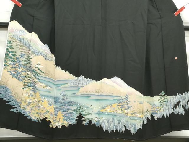 平和屋着物■豪華黒留袖　作家物　風景樹林文　正絹　逸品　DABF9344qa