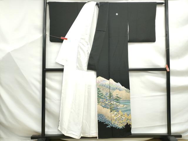 平和屋着物■豪華黒留袖　作家物　風景樹林文　正絹　逸品　DABF9344qa