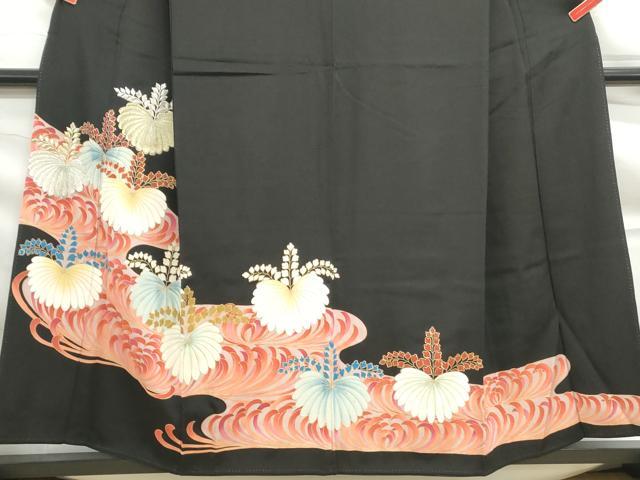 平和屋着物■豪華黒留袖　刺繍　エ霞桐文　金銀糸　金彩　正絹　逸品　DABF9346qa