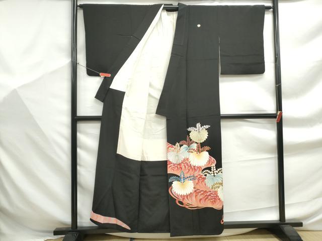 平和屋着物■豪華黒留袖　刺繍　エ霞桐文　金銀糸　金彩　正絹　逸品　DABF9346qa