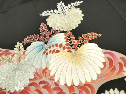 平和屋着物■豪華黒留袖　刺繍　エ霞桐文　金銀糸　金彩　正絹　逸品　DABF9346qa