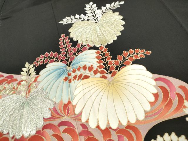 平和屋着物■豪華黒留袖　刺繍　エ霞桐文　金銀糸　金彩　正絹　逸品　DABF9346qa