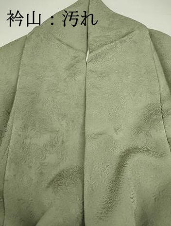 平和屋着物■上質な色無地　葉尽くし地紋　若葉色　正絹　逸品　DABF9347qa