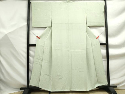 平和屋着物■無地絵羽訪問着　雪芝地紋　若芽色　正絹　逸品　DABF9349qa