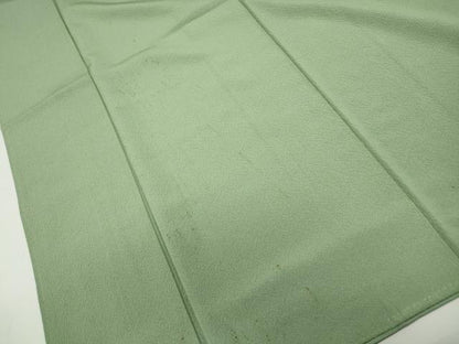平和屋着物■上質な色無地　鬱金染　鬼しぼ縮緬　若葉色　正絹　逸品　DABF9351qa