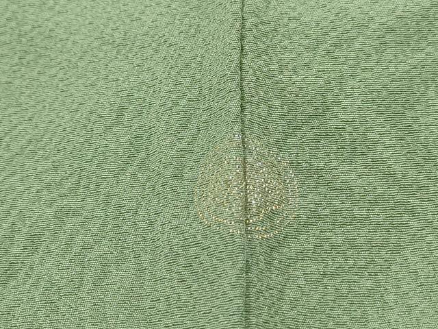 平和屋着物■上質な色無地　鬱金染　鬼しぼ縮緬　若葉色　正絹　逸品　DABF9351qa