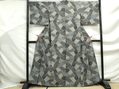 平和屋着物■上質な紬　切嵌花文　伊勢丹扱い　正絹　逸品　DABF9354qa