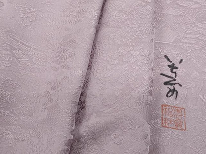 平和屋着物■上質な色無地　作家物　風景地紋　紅藤色　さが美扱い　正絹　逸品　DABF9358qa