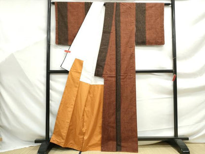平和屋着物■上質な紬　間道　正絹　逸品　DABF9360qa