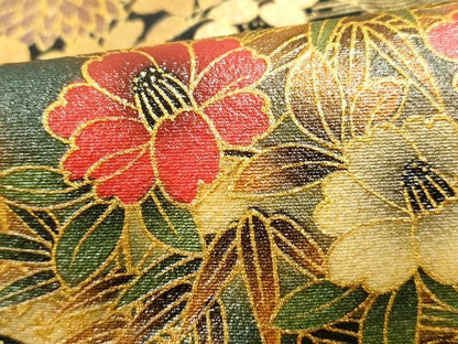 平和屋着物■豪華黒留袖　作家物　地紙風景花文　暈し染め　金彩　正絹　逸品　DABF9361qa